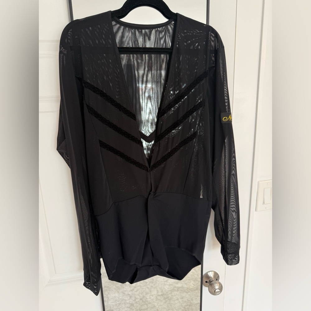 Black Sheer Men's Latin Dance Shirt